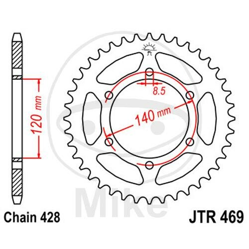 Piñón  44 dientes paso 428 120 / 140 para Kawasaki KE 175 D KE 175 F