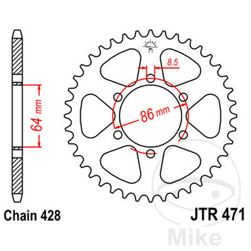 Sprocket  50 teeth pitch 428 064 / 086 for Kawasaki KE 125 A