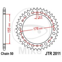 Pignon de chaîne  45 dents pas 530 155 / 176 pour...