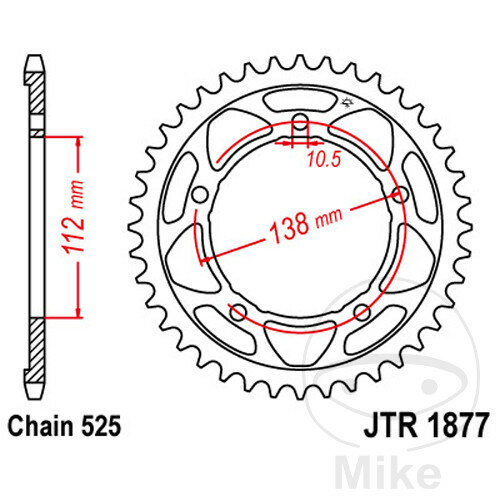 Piñón  41 dientes paso 525 112 / 138 para Yamaha YZF-R1 1000 M ABS