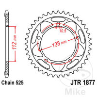 Pignon de chaîne  41 dents pas 525 112 / 138 pour...