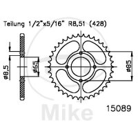Sprocket  41 teeth pitch 428 black 065 / 085 for SYM Wolf...