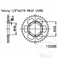 Sprocket  49 teeth pitch 428 black 108 / 120 for Derbi...