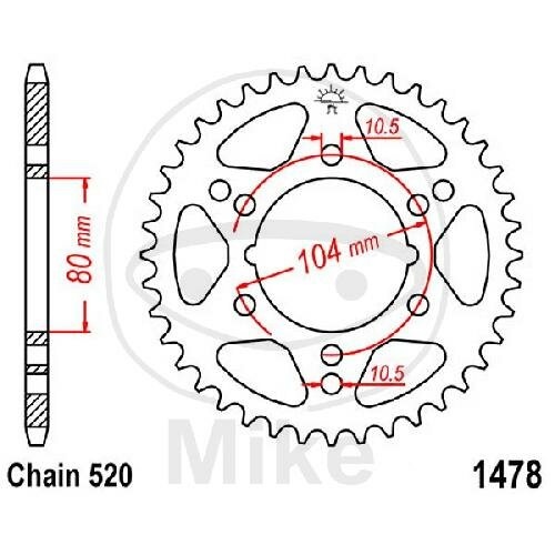 Sprocket  36 teeth pitch 520 080 / 104 for Polaris Scrambler 500 Trail Boss 330