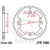 Sprocket  37 teeth pitch 520 101 / 127 for Polaris Outlaw...