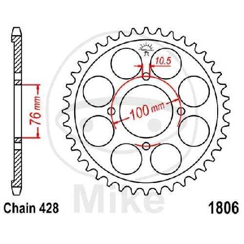 Pignon de chaîne  47 dents pas 428 076 / 100 pour Suzuki RG 125 F Gamma VL 125 LC Intruder