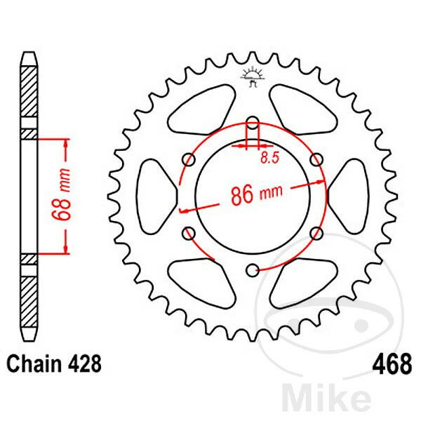 Sprocket  36 teeth pitch 428 068 / 086 for Kawasaki BN 125 A Eliminator