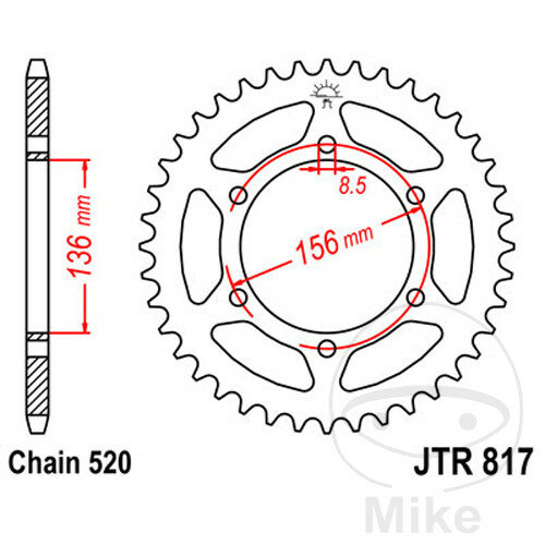 Sprocket  46 teeth pitch 520 136 / 156 for Derbi 659 660 Mulhacen