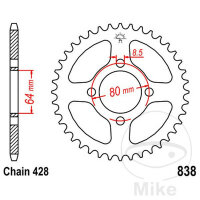 Pignon de chaîne  42 dents pas 428 064 / 080 pour...