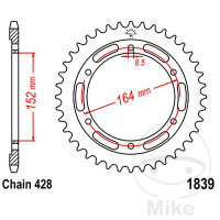 Sprocket  56 teeth pitch 428 152 / 164 for Yamaha SR 400...