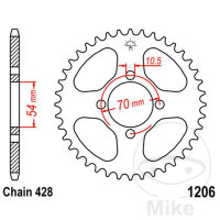 Sprocket  44 teeth pitch 428 054 / 070 for Honda CBR 125...