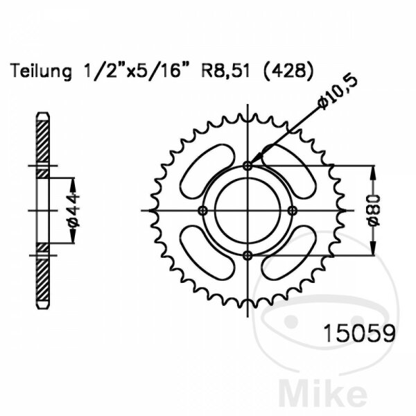 Pignon de chaîne  35 dents pas 428 le noir 044 / 080 pour Masai A 50 XL Rex Rex 50 Quad