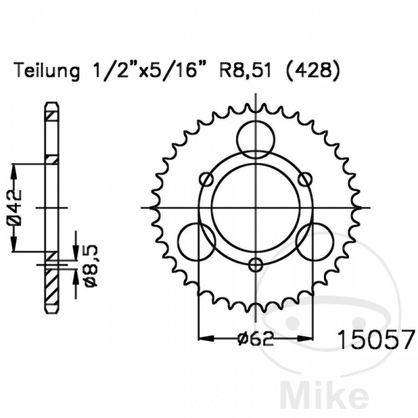 Sprocket  32 teeth pitch 428 black 042 / 062 for Dinli Classic 50 Sachs T-Rex 100
