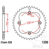 Sprocket  37 teeth pitch 520 110 / 130 for Honda TRX 300...