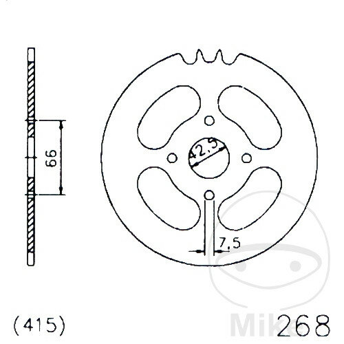 Sprocket  42 teeth pitch 415 black 42.5 / 066 for Hercules Prima 25 S Sachs MX-1