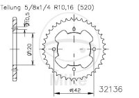 Sprocket  38 teeth pitch 520 black 120 / 142