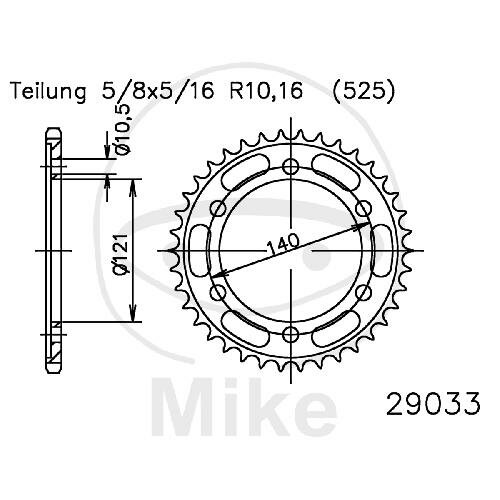 Sprocket  45 teeth pitch 525 black 121 / 140
