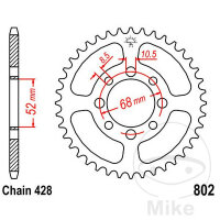 Pignon de chaîne  36 dents pas 428 052 / 068