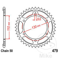 Pignon de chaîne  45 dents pas 530 110 / 130