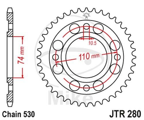 Pignon de chaîne  33 dents pas 530 074 / 110