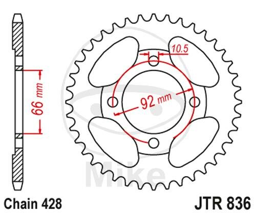 Sprocket  39 teeth pitch 428 066 / 092