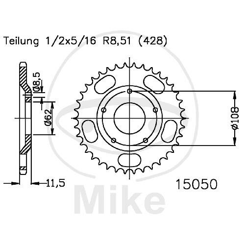 Pignone  55 denti passo 428 062 / 108