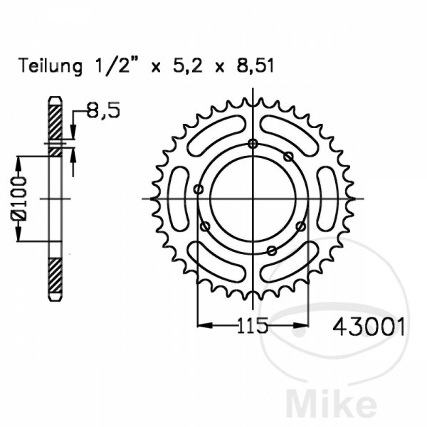 Pignone  46 denti passo 420 nero 100 / 115