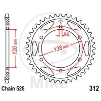Kettenrad  40 Zähne Teilung 525 120 / 138