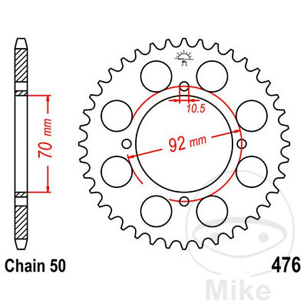 Sprocket  45 teeth pitch 530 070 / 092