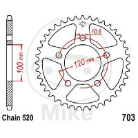 Pignon de chaîne  44 dents pas 520 100 / 120