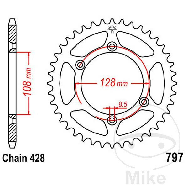 Sprocket  57 teeth pitch 428 108 / 128