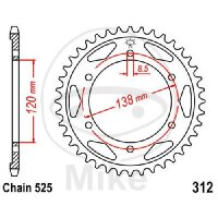 Pignon de chaîne  38 dents pas 525 120 / 138