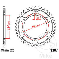 Pignon de chaîne  41 dents pas 525 134 / 160