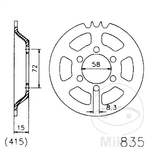 Sprocket  41 teeth pitch 415 black 058 / 072