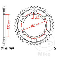 Pignone  45 denti passo 520 136 / 160