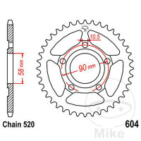 Pignon de chaîne  36 dents pas 520 058 / 090