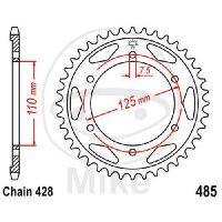 Pignon de chaîne  48 dents pas 428 110 / 125