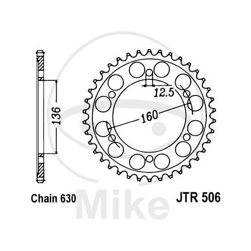 Pignon de chaîne  40 dents pas 630 136 / 160