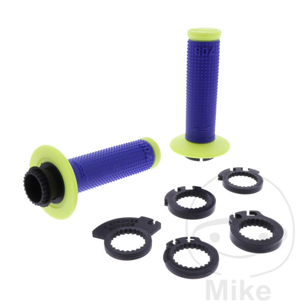 Set de Caoutchoucs de Poignée PROGRIP 708 Cross/MX bleu fluo jaune 22/25mm 125mm