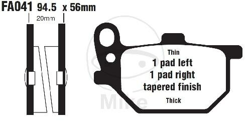 Brake pad for Yamaha RD 250 400 XS 400 750