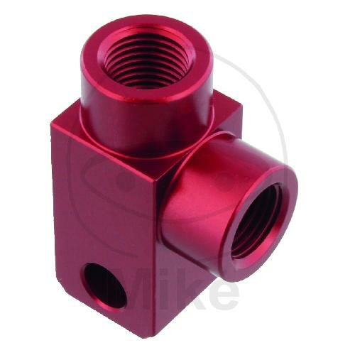 Distributeur 2 voies vissé coudé type 812 M10 x 1,00 rouge