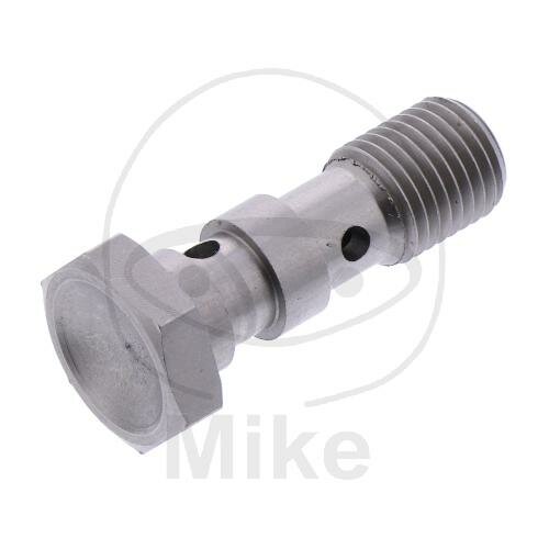 Banjo bolt double 3/8-24 stainless steel silver