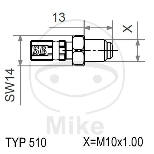 Connecting piece with external thread fixed Vario type 510 M10 x 1.00 red