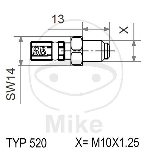 Connecting piece with external thread fixed Vario type 520 M10 x 1.25 blue