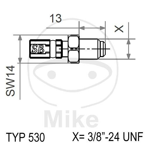 Connecting piece with external thread fixed Vario type 530 3/8-24 UNF black