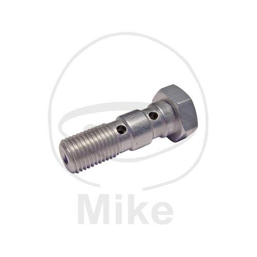 Banjo bolt double 3/8-24 aluminium silver
