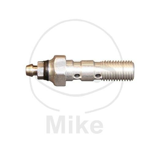 Hohlschraube doppelt M10 x 1,25 Alu silber mit Entlüfternippel