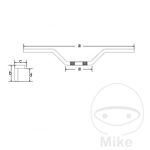 Handlebar TRW steel black 25.4 mm with cable notch Speedfighter