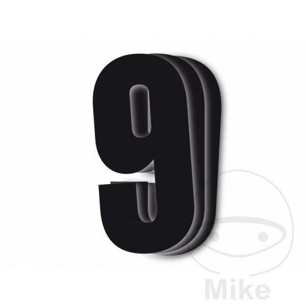 BBR start numbers - content 3 pieces black, 13x7 cm, number 9