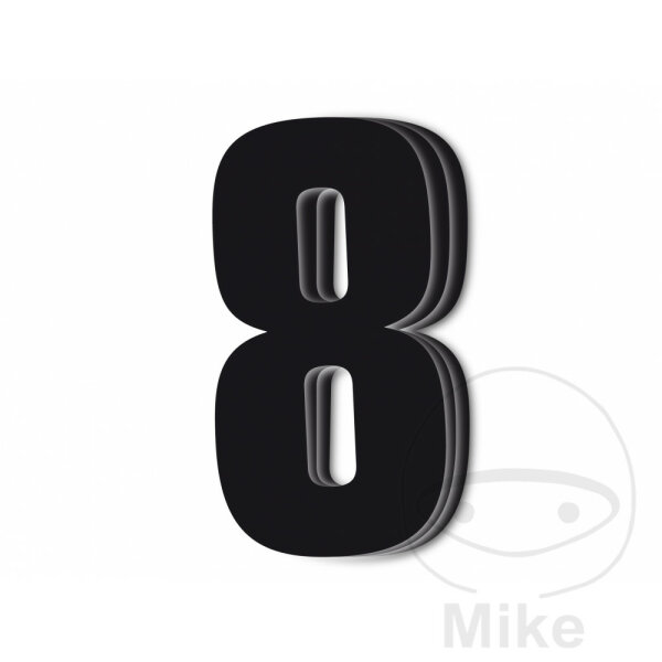 Startnummern BBR - Inhalt 3 Stück schwarz, 16x7,5 cm, Nummer 8